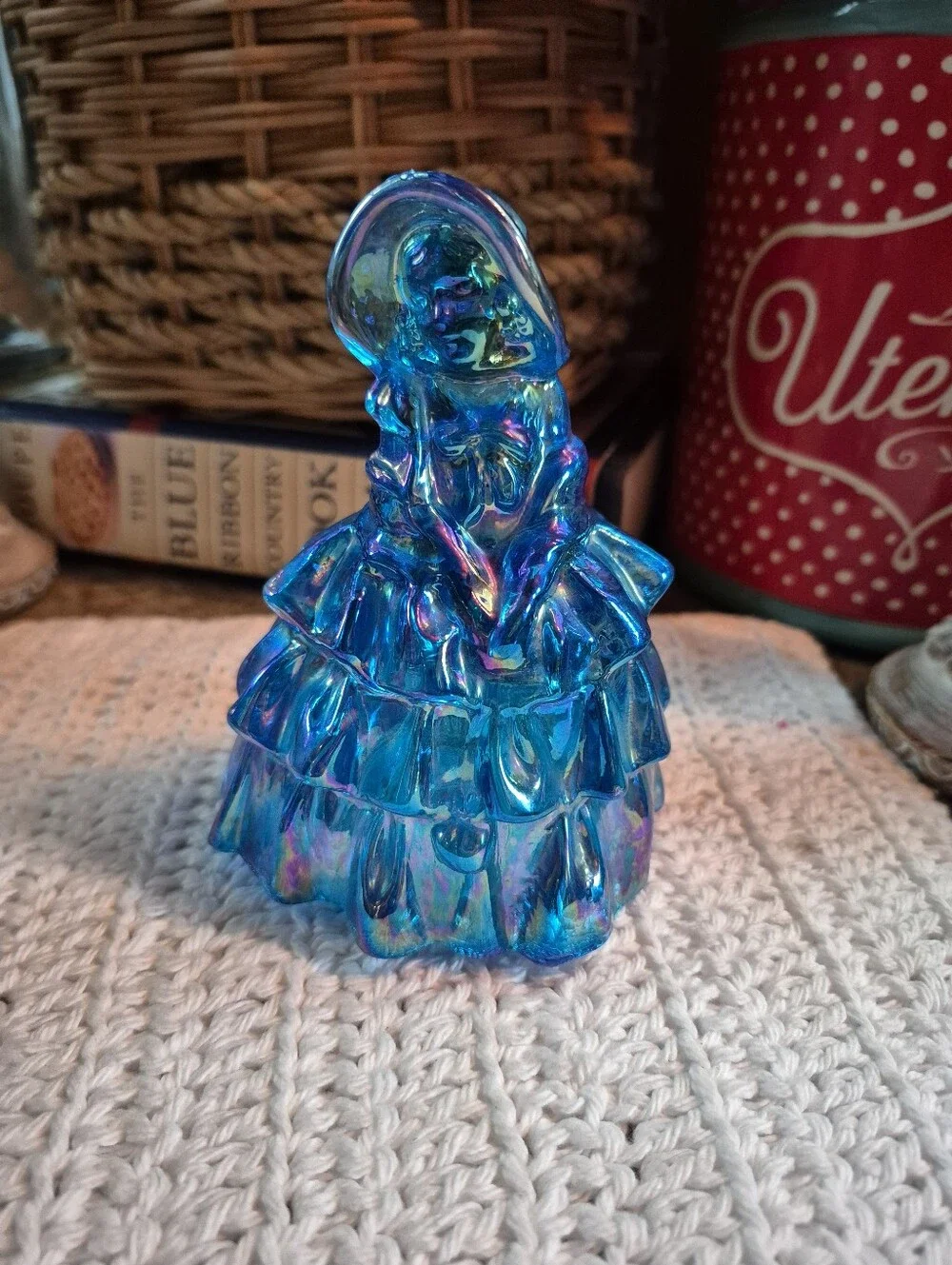Vintage Blue Carnival Glass ‘Southern Belle’ by Wheaton Glass Figure 5